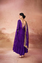 CHOLICART ROYAL PURPLE TIERED ANARKALI ENSEMBLE