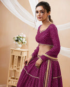 PURPLE COLOR GEORGETTE LEHERIYA PRINTED LEHENGA CHOLI