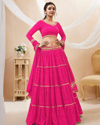 PINK COLOR GEORGETTE LEHERIYA PRINTED LEHENGA CHOLI
