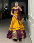 MUSTARD COLOR PURE COTTON NAVRATRI LEHENGA CHOLI