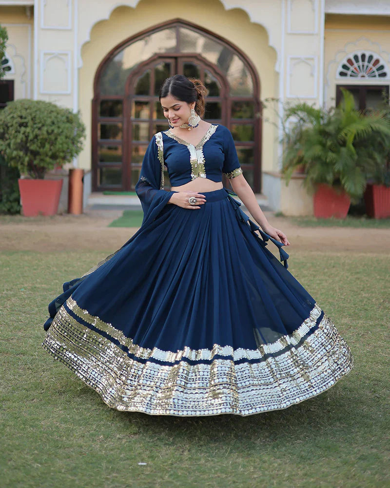 RAMA COLOR GEORGETTE SEQUENCE EMBROIDERY LEHENGA CHOLI
