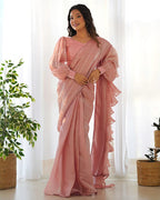 PEACH COLOR JIMMY CHOO PRE DRAPPED SAREE