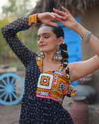 BLACK COLOR GEORGETTE FULL FLAIR NAVRATRI GOWN