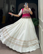 WHITE COLOR COTTON NAVRATRI LEHENGA CHOLI