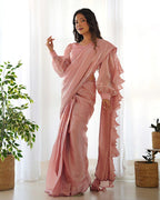 PEACH COLOR JIMMY CHOO PRE DRAPPED SAREE