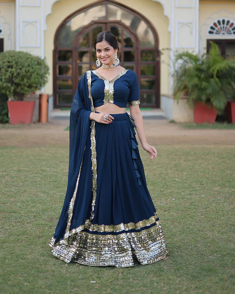 RAMA COLOR GEORGETTE SEQUENCE EMBROIDERY LEHENGA CHOLI