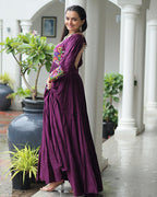 WINE COLOR RAYON NAVRATRI GOWN