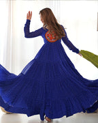 ROYAL BLUE COLOR GEORGETTE LAHERIYA PRINT NAVRATRI GOWN