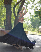 BLACK COLOR RAYON FULL FLAIR NAVRATRI LEHENGA CHOLI