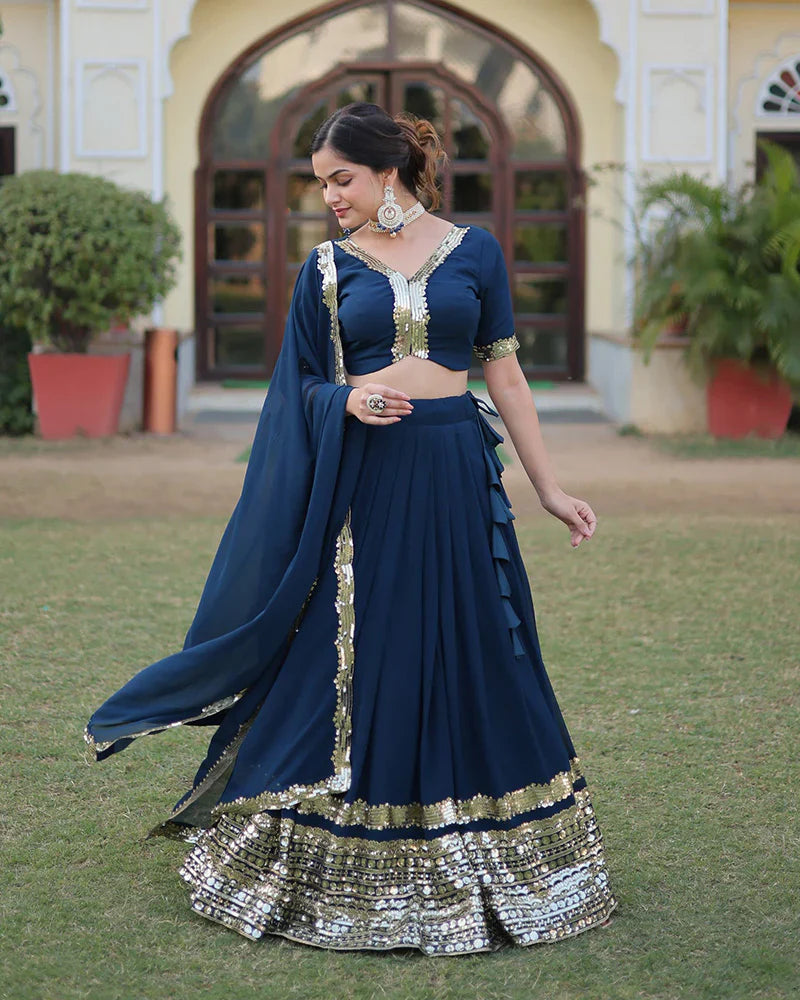 RAMA COLOR GEORGETTE SEQUENCE EMBROIDERY LEHENGA CHOLI