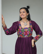 WINE COLOR RAYON NAVRATRI GOWN