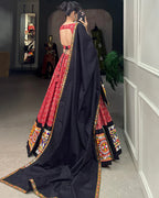 RED COLOR COTTON GAMTHI WORK NAVRATRI LEHENGA CHOLI