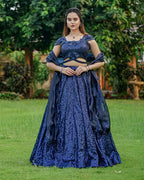 ROYAL BLUE COLOR SEQUENCE EMBROIDERED GEORGETTE LEHENGA CHOLI