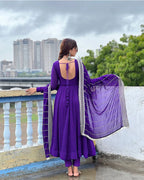PURPLE COLOR GEORGETTE ANARKALI WITH EMBROIDERED DUPATTA
