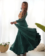 GREEN COLOR GEORGETTE LAHERIYA PRINT NAVRATRI GOWN
