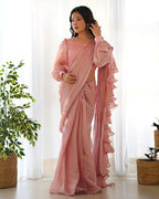 PEACH COLOR JIMMY CHOO PRE DRAPPED SAREE