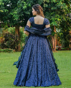 ROYAL BLUE COLOR SEQUENCE EMBROIDERED GEORGETTE LEHENGA CHOLI