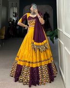 MUSTARD COLOR PURE COTTON NAVRATRI LEHENGA CHOLI