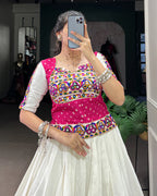 WHITE COLOR COTTON NAVRATRI LEHENGA CHOLI