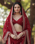 RED COLOR DESIGNING BLOOMING LEHENGA CHOLI