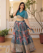 RAMA COLOR DESIGNER RUSSIAN SILK EMBROIDERY CROP TOP LEHENGA CHOLI