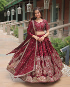 MAROON COLOR RANGOLI SILK EMBROIDERED LEHENGA CHOLI