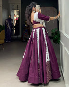 WHITE AND WINE COLOR COTTON NAVRATRI LEHENGA CHOLI