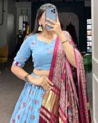 SKY BLUE COLOR GEORGETTE DESIGNING LEHENGA CHOLI