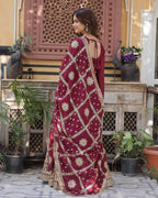 MAROON COLOR STAR GEORGETTE FABRIC BASE EMBROIDERED SEQUENCE WORK GOWN WITH DUPATTA
