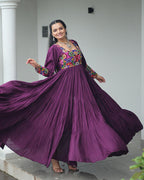 WINE COLOR RAYON NAVRATRI GOWN