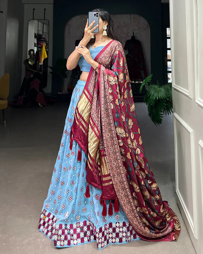 SKY BLUE COLOR GEORGETTE DESIGNING LEHENGA CHOLI