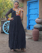 BLACK COLOR GEORGETTE FULL FLAIR NAVRATRI GOWN