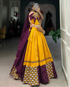 MUSTARD COLOR PURE COTTON NAVRATRI LEHENGA CHOLI