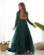 GREEN COLOR GEORGETTE LAHERIYA PRINT NAVRATRI GOWN