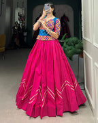 PINK COLOR COTTON NAVRATRI LEHENGA CHOLI
