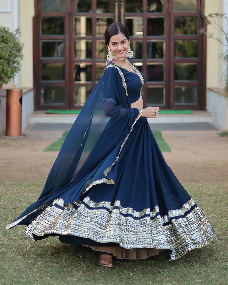 RAMA COLOR GEORGETTE SEQUENCE EMBROIDERY LEHENGA CHOLI