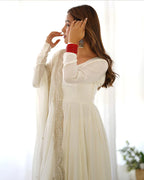 BEAUTIFUL WHITE COLOR PURE CHANDERI SILK THREE PIECE ANARKALI SUIT