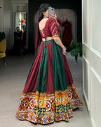 GREEN COLOR RAYON PRINTED NAVRATRI LEHENGA CHOLI