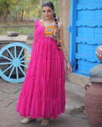 PINK COLOR GEORGETTE FULL FLAIR NAVRATRI GOWN