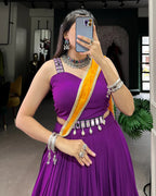 PURPLE COLOR RAYON RUFFLE STYLE NAVRATRI LEHENGA CHOLI