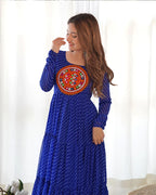 ROYAL BLUE COLOR GEORGETTE LAHERIYA PRINT NAVRATRI GOWN