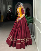 MAROON COLOR COTTON NAVRATRI LEHENGA CHOLI