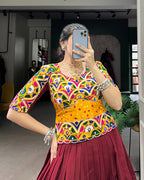 MAROON COLOR COTTON NAVRATRI LEHENGA CHOLI