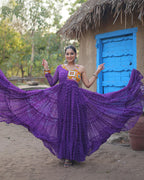 PURPLE COLOR GEORGETTE FULL FLAIR NAVRATRI GOWN