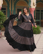 BLACK COLOR RAYON NAVRATRI LEHENGA CHOLI