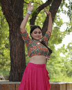 PINK COLOR RAYON FULL FLAIR NAVRATRI LEHENGA CHOLI