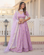 LAVENDER COLOR PURE VISCOSE JACQUARD LEHENGA CHOLI