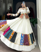 WHITE COLOR PURE RAYON NAVRATRI LEHENGA CHOLI