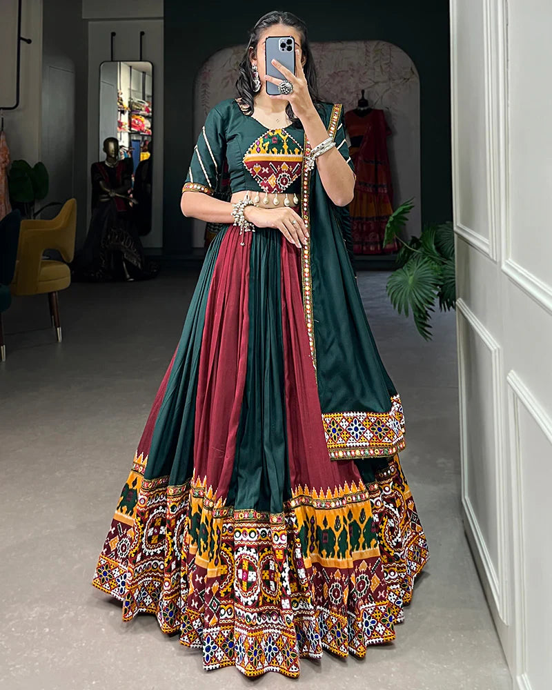 MAROON COLOR RAYON PRINTED NAVRATRI LEHENGA CHOLI