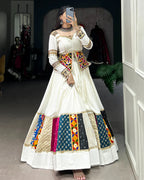 WHITE COLOR PURE RAYON NAVRATRI LEHENGA CHOLI